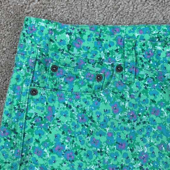 J. Crew green and purple floral denim shorts sz 12 - Picture 2 of 7